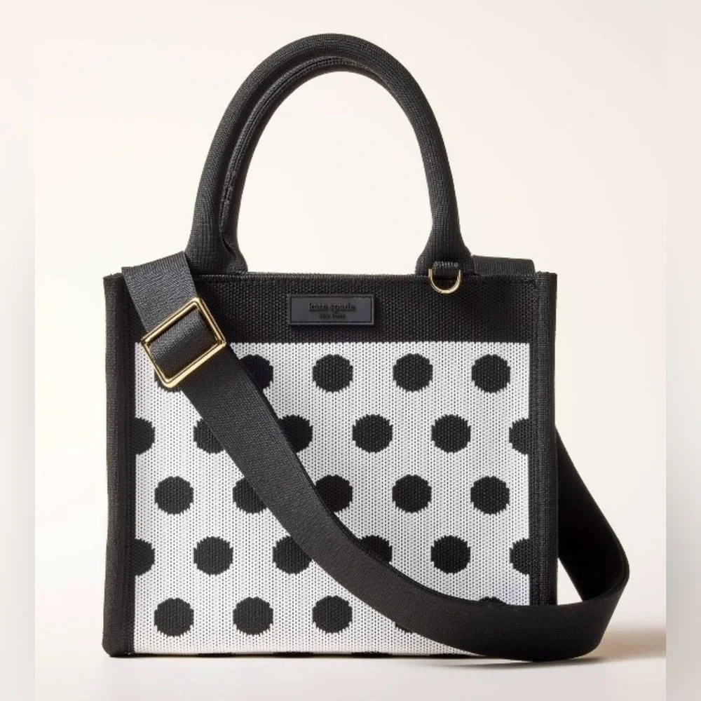 NWT • Kate Spade x Target Poka Dot Black & White Knit Crossbody Bag